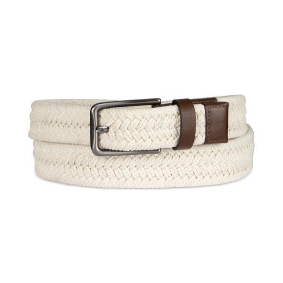 Alfani Other - Alfani Braided Belt Mens 34-36 Natural Brown‎ Woven Casual Leather
